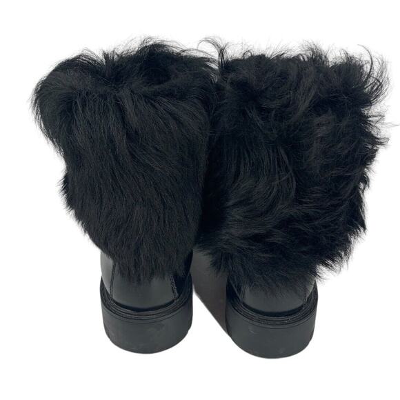 PRADA Shearling Lined Leather Ankle Boots Lace Up Size 38 Goth Combat Motorcycle - Picture 6 of 16